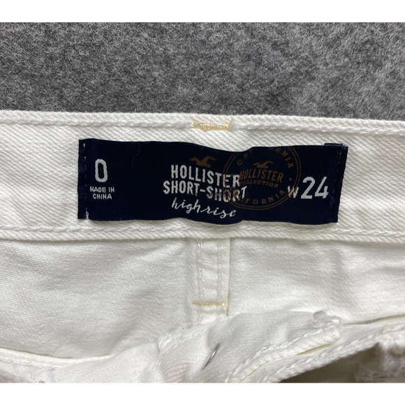 Hollister Shorts Womens 0 24 White High Rise Short-Short Distressed Denim Cutoff - Picture 8 of 11